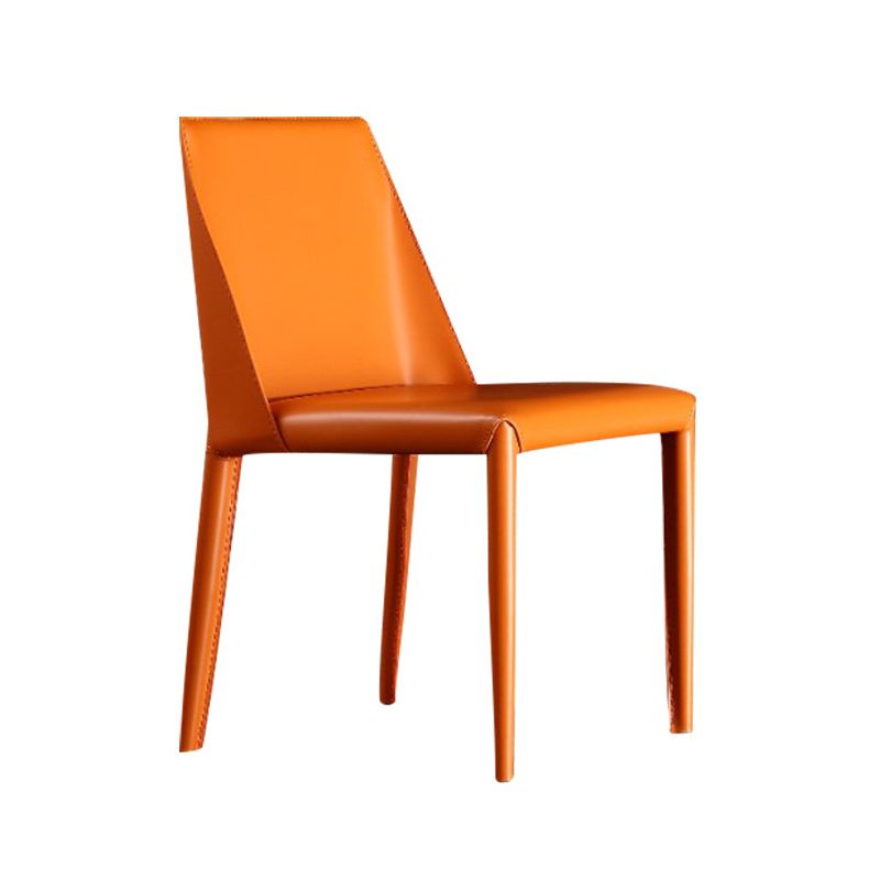 Contemporary Style Leather Dining Chairs Solid Back Armless Chairs for Home Use (Set of 2) Clearhalo ' kitchen&dining_furn' 'Dining Chairs' 'Dining Tables & Seating' 'dining_chair' 'furn' 'furn_dining_chair' 'Furniture' 'furniture_dining_chair' 'Kitchen & Dining Furniture' 'kitchen' 1200x1200_596a5c82-be61-4aea-b6a5-9616bdf02f29