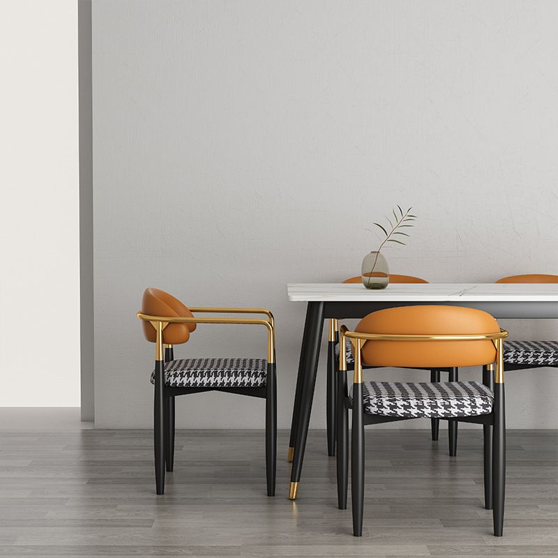 Metal Nordic Dining Arm Chair Home Side Chair Open Back Dining Side Chair Clearhalo ' kitchen&dining_furn' 'Dining Chairs' 'Dining Tables & Seating' 'dining_chair' 'furn' 'furn_dining_chair' 'Furniture' 'furniture_dining_chair' 'Kitchen & Dining Furniture' 'kitchen' 1200x1200_596aa592-e07c-4f89-831f-0ff592ef9cd5