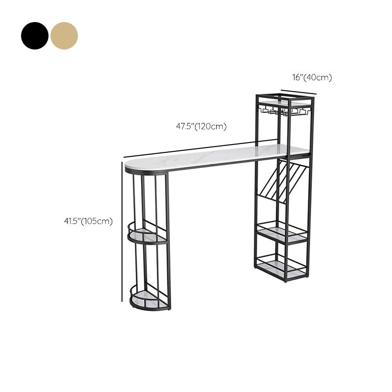 Bartisch mit Aufbewahrungsbasis aus Eisen, moderner Freiform-Bartisch mit Weinglashaltern