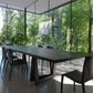 Modern Black Rectangle Dining Table Solid Wood Top Iron Base Table Clearhalo 'Dining Tables & Seating' 'Dining Tables' 'dining_table' 'furn' 'furn_dining_table' 'Furniture' 'Kitchen & Dining Furniture' 1200x1200_596ba98b-f8c0-4539-9e18-b450d28e9811
