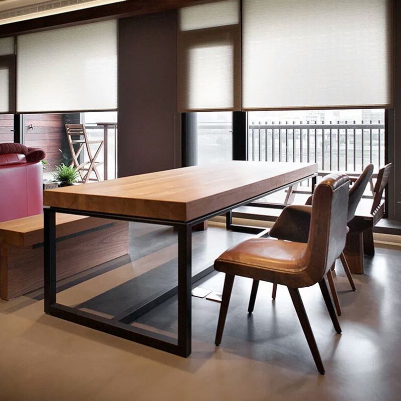 Rectangle Modern Dining Table Wood Color Trestle Base Dining Table with Solid Wood Clearhalo ' dining_table' 'Dining Tables & Seating' 'Dining Tables' 'furn' 'furn_dining_table' 'Furniture' 'furniture_dining_table' 'Kitchen & Dining Furniture' 'kitchen&dining_furn' 'kitchen' 'kitchen_dining_table' 1200x1200_596c0e8c-5814-4cd9-b69c-809a02ebb16e
