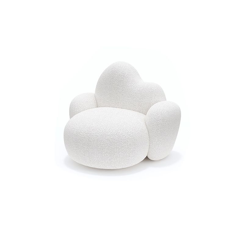 Hedendaagse witte wollen bank met strakke rug voor woonkamer