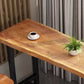 Mesa de bar rectangular industrial con altura de barra de madera maciza con base de caballete