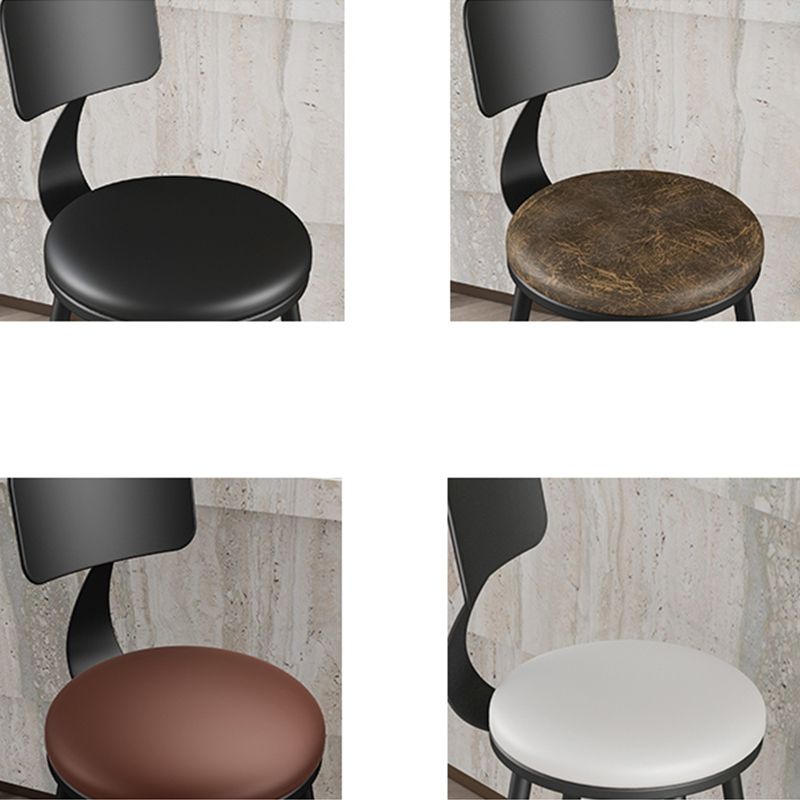 Industrial Armless Backrest Counter Stool Iron Cashier Bar Stool with Leather Cushion Clearhalo 'Bar Furniture' 'Bar Stools' 'bar_stools' 'furn' 'furn_bar_stools' 'furniture_bar_stools' 'Kitchen & Dining Furniture' 'kitchen&dining_furn' 'kitchen' 'kitchen_furn' Furniture' 1200x1200_59735c11-e9e2-46c5-83a5-87298d97b140