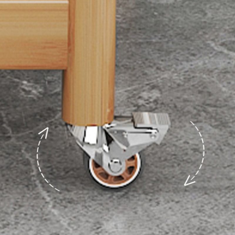 棚と車輪付きの最新の長方形のガラス上端テーブル木材ベースサイドテーブル