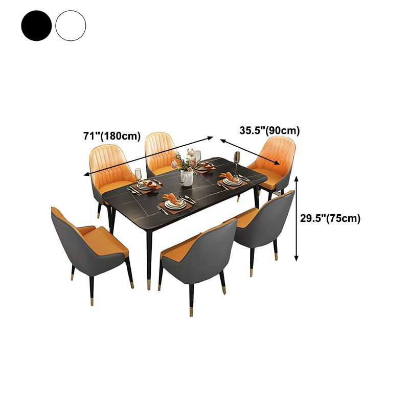 Mesa de comedor rectangular de piedra sinterizada, mueble moderno blanco-negro con 4 patas para el hogar
