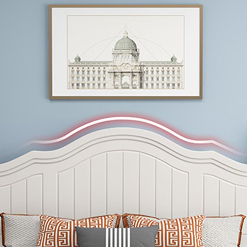 Contemporary Wooden Arched Standard Bed, Panel Headboard Bed
