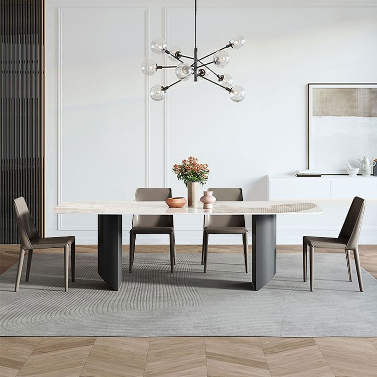 White Stone Dining Table Set 1/2/5/7 Pieces Glam Dinette Set for Kitchen Clearhalo 'Dining Room Sets' 'Dining Tables & Seating' 'dining_room_set' 'furn' 'furn_dining_room_set' 'Furniture' 'Kitchen & Dining Furniture' 1200x1200_5976a6b9-ba6f-45eb-b7fd-8c017255422f