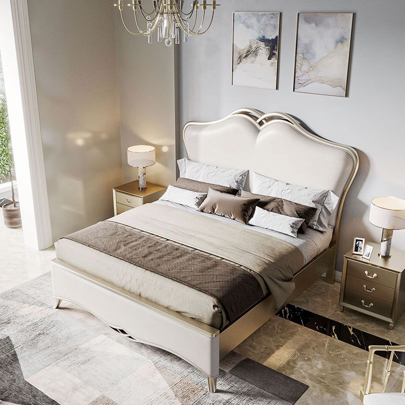 Modern Upholstered Headboard Standard Bed Adjustable Height with Legs