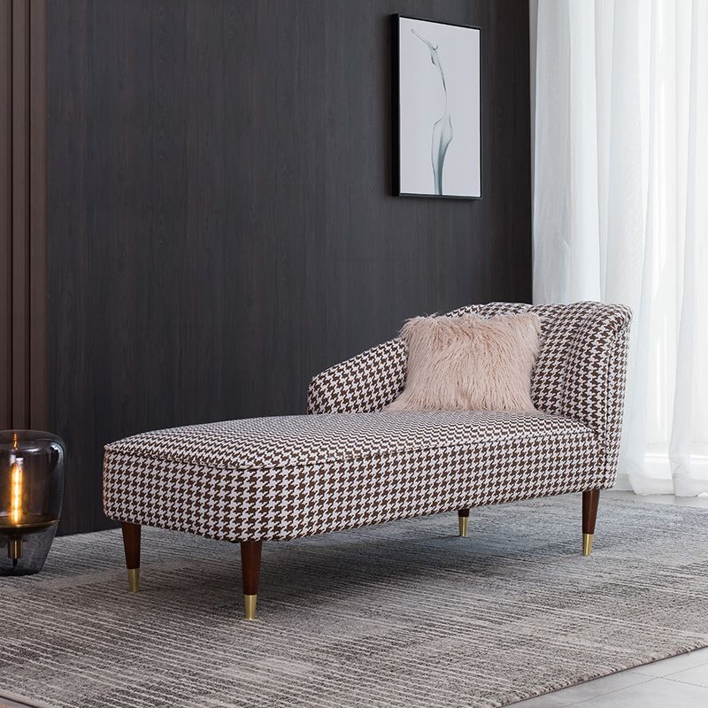 Chaise contemporaine à un bras, bras ronds, pied-de-poule pour le salon