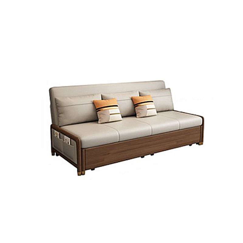 Canapé-lit beige et marron avec oreillers sièges convertibles avec rangement