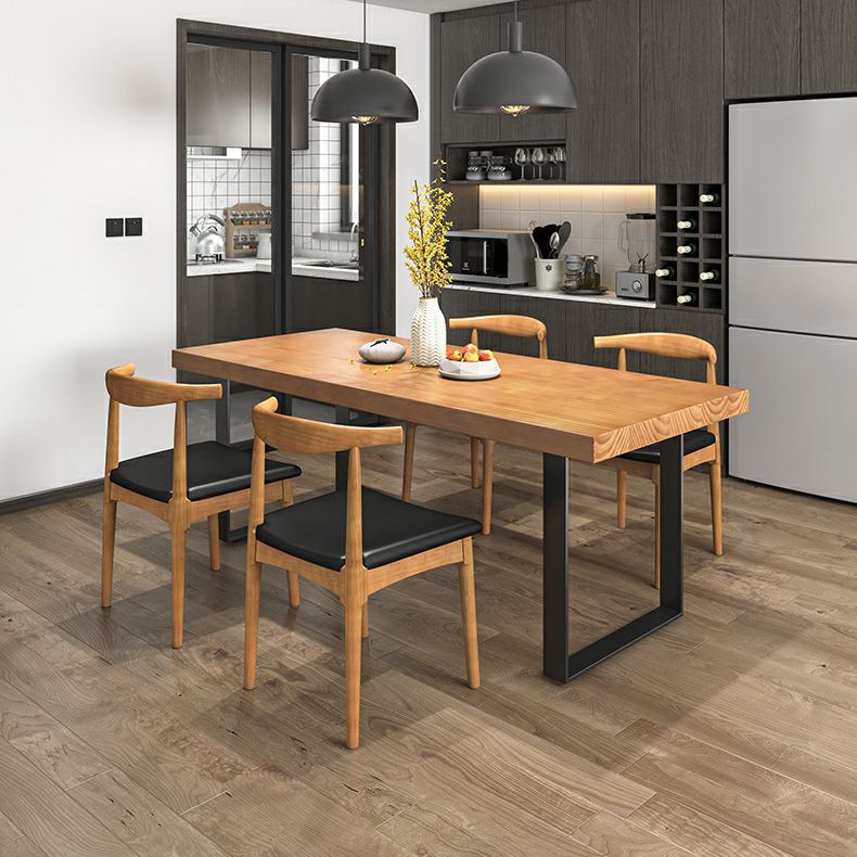 Industrial Dining Table Set 1/3/4/5/7 Pieces Solid Wood Top Table with Cow Horn Chairs Clearhalo 'Dining Room Sets' 'Dining Tables & Seating' 'dining_room_set' 'furn' 'furn_dining_room_set' 'Furniture' 'Kitchen & Dining Furniture' 1200x1200_5979e456-6db4-4c51-af90-6f21dc9cc720