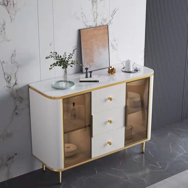 Cuffet da pranzo in stile glam Stone 33 "H buffet latestine con cassetti