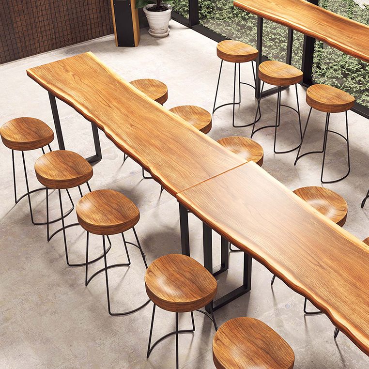 Modern Rectangle Bar Dining Table Wood Sled Bar Height Cocktail Table with Iron Base Clearhalo 'Bar Furniture' 'Bar Tables' 'bar_tables' 'furn' 'furn_bar_tables' 'Furniture' 'furniture_bar_tables' 'Kitchen & Dining Furniture' 'kitchen&dining_furn' 'kitchen' 1200x1200_597cb932-c7ba-4136-8765-6499464f195e