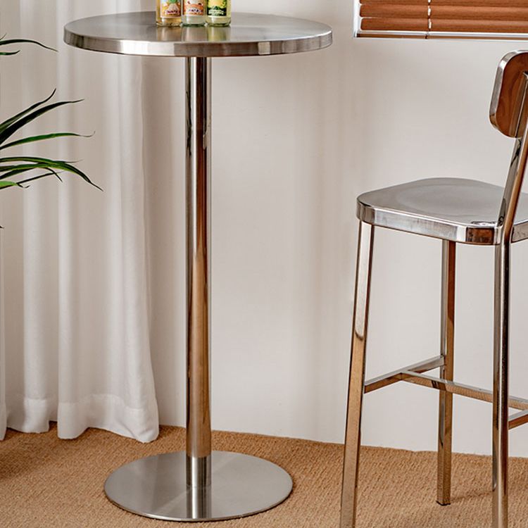Metal Industrial Round Dining Table Steel Top Table with Pedestal Base Clearhalo 'Dining Tables & Seating' 'Dining Tables' 'dining_table' 'furn' 'furn_dining_table' 'Furniture' 'furniture_dining_table' 'Kitchen & Dining Furniture' 1200x1200_597f9fb6-2a63-4af0-bac5-12fb512f1425