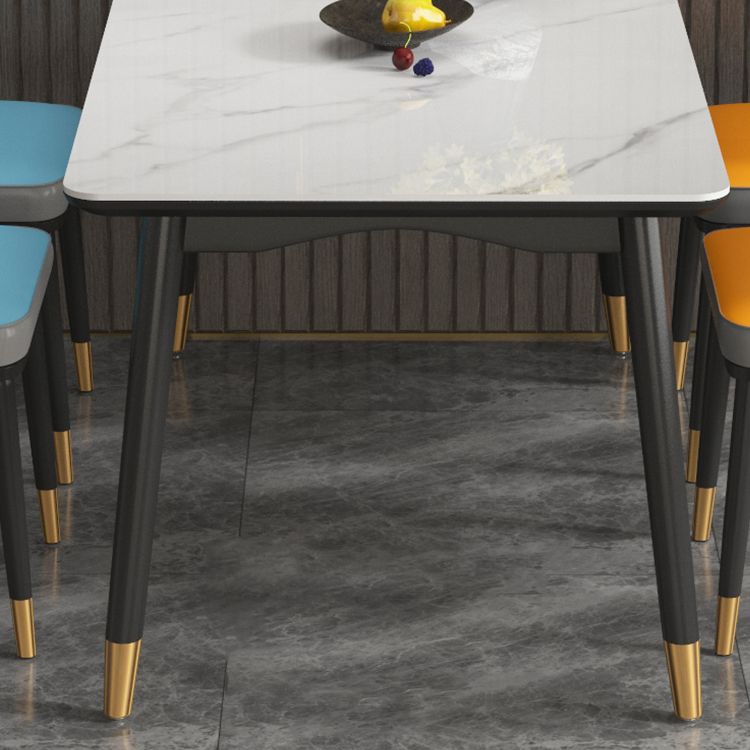 Rechteck Esstisch 4 Beine Esstisch mit fester Holzbasis