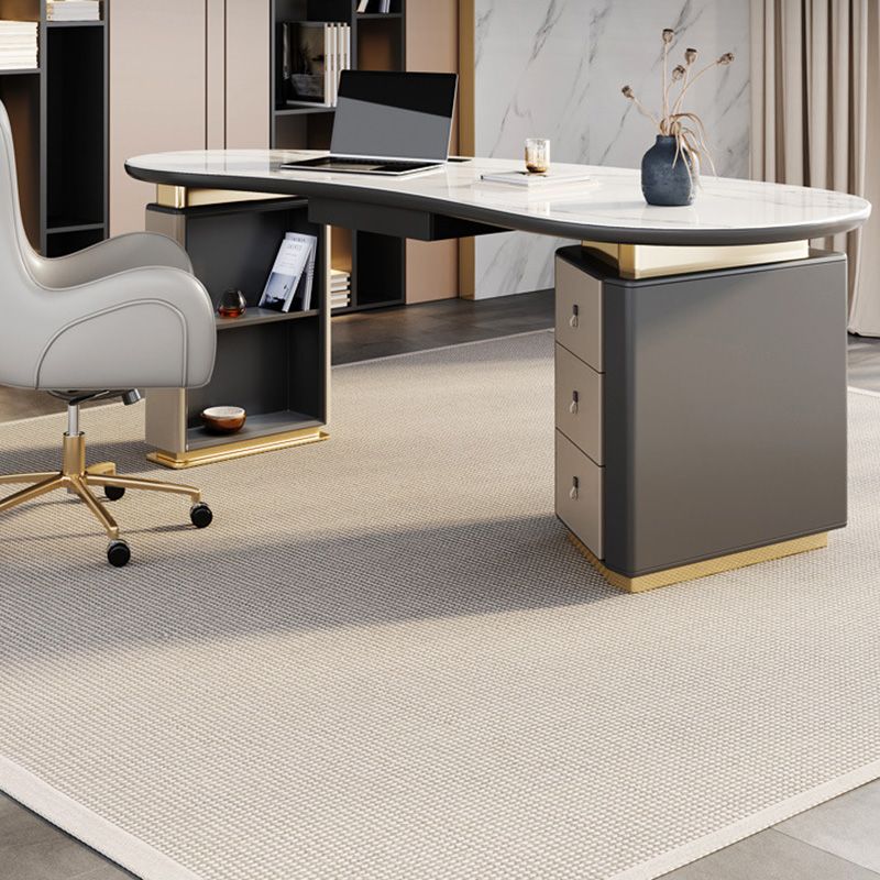 Zeitgenössischer Marmor -Computertisch für Büro 30 "H Schreibtisch in Weiß