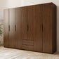 Armoire de garde-robe en bois massif armoire de rangement brun contemporain
