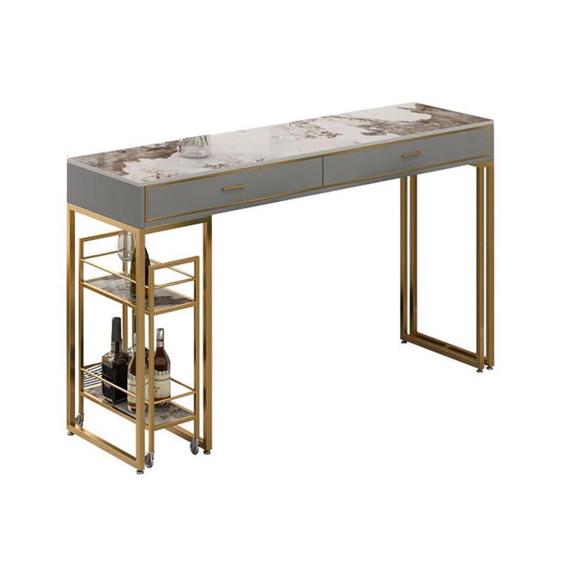 Rectangle Top Table Pub Height Dining Table with Gold Base for Bar Clearhalo 'Bar Furniture' 'Bar Tables' 'bar_tables' 'furn' 'furn_bar_tables' 'Furniture' 'Kitchen & Dining Furniture' 1200x1200_59819a7b-5c30-4897-9aba-d5b322f893a7