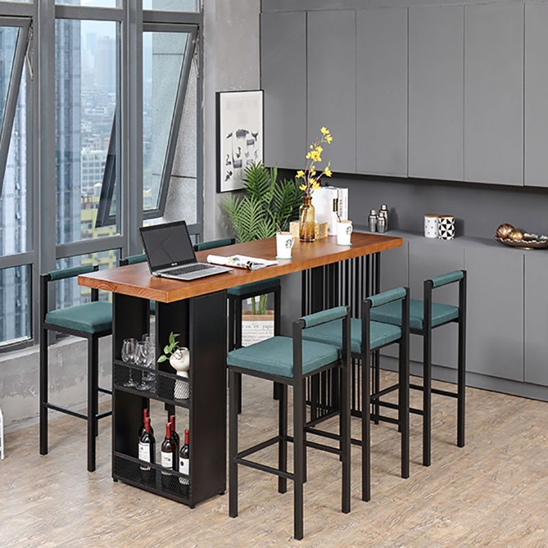 Industrial Style Bar Table 42-inch Height Brown Wood Top Metal Base Bistro Table Clearhalo 'Bar Furniture' 'Bar Tables' 'bar_tables' 'furn' 'furn_bar_tables' 'Furniture' 'furniture_bar_tables' 'Kitchen & Dining Furniture' 'kitchen&dining_furn' 'kitchen' 1200x1200_5981d8fd-7302-4f41-a85c-ae85a174a921