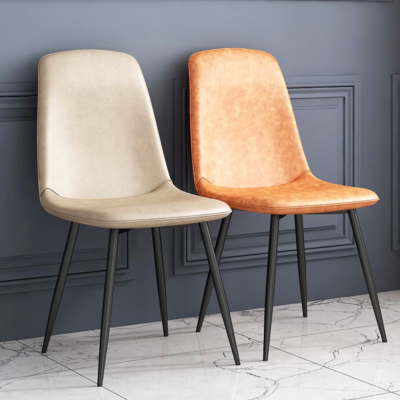 Contemporary Metal Dining Side Chair Dining Room Armless Solid Back Single Chair Clearhalo ' kitchen&dining_furn' 'Dining Chairs' 'Dining Tables & Seating' 'dining_chair' 'furn' 'furn_dining_chair' 'Furniture' 'furniture_dining_chair' 'Kitchen & Dining Furniture' 'kitchen' 1200x1200_5984567c-43f0-4e71-841d-1539b852047a