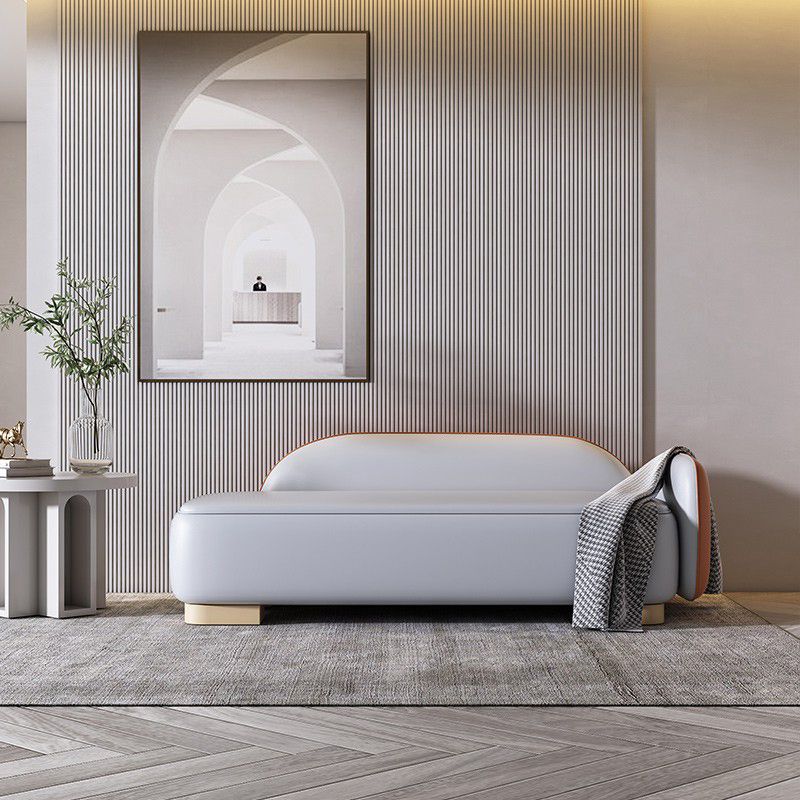 Modern Style Chaise Solid Color Lounge Chair with Genuine Leather