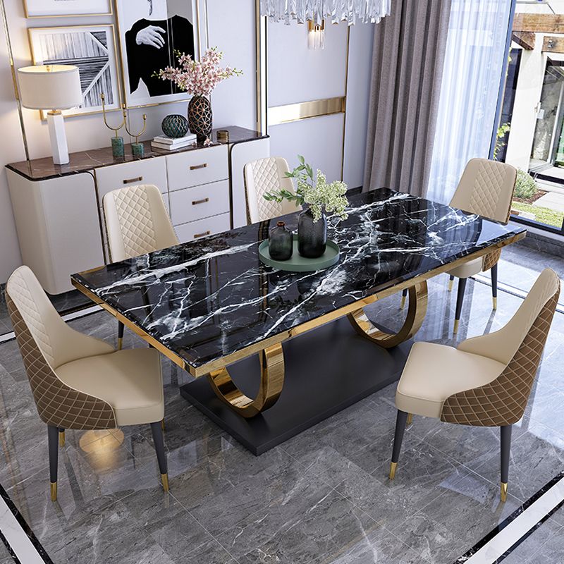 Modern 1/4/5/6/7 Pieces Black Dining Table Set with Marble Top Rectangle Dinette Set Clearhalo 'Dining Room Sets' 'Dining Tables & Seating' 'dining_room_set' 'furn' 'furn_dining_room_set' 'Furniture' 'furniture_dining_room_set' 'Kitchen & Dining Furniture' 'kitchen&dining_furn' 'kitchen' 1200x1200_5985fa6d-dc8e-40d0-b02e-78f8c63b5855