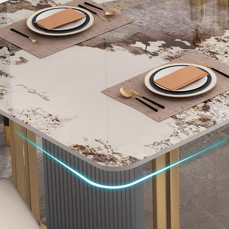 Modern Sintered Stone Dining Table Set with Rectangle Table and Metal Base Dining Set for Home Use Clearhalo 'Dining Room Sets' 'Dining Tables & Seating' 'dining_room_set' 'furn' 'furn_dining_room_set' 'Furniture' 'furniture_dining_room_set' 'Kitchen & Dining Furniture' 'kitchen&dining_furn' 'kitchen' 1200x1200_598664e2-32f2-4d82-9e46-2e8ccc9d5e14