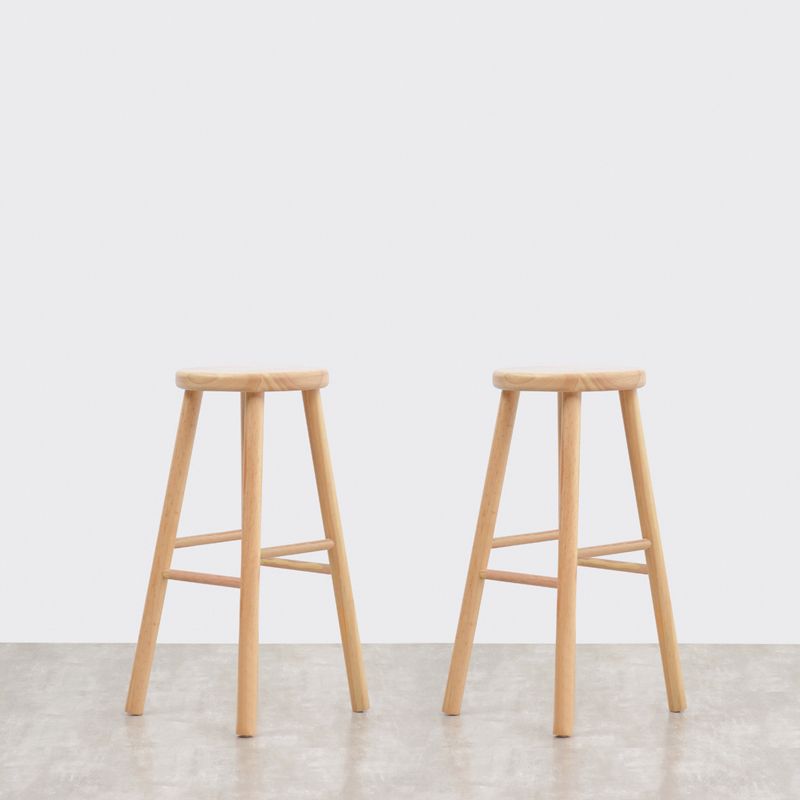 Ensemble de Table de pub rectangulaire luxueuse, 1/2 pièces, comptoir en bois avec tabourets sans dossier