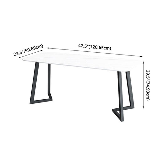 Contemporary Sintered Stone Standard Dining Set Black & White Rectangle Shape Dining Set for Kitchen Clearhalo 'Dining Room Sets' 'Dining Tables & Seating' 'dining_room_set' 'furn' 'furn_dining_room_set' 'Furniture' 'furniture_dining_room_set' 'Kitchen & Dining Furniture' 'kitchen&dining_furn' 'kitchen' 1200x1200_5986fb9f-7da9-4738-a23f-c5a924099787
