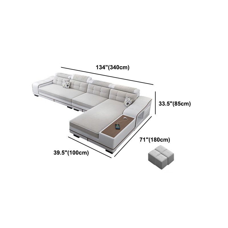 Modern Style Sectional Tufted Back Ramp Armrest White Storage Rack Sofa Clearhalo 'furn' 'furn_sectionals' 'Furniture' 'Living Room Furniture' 'Sectionals' 1200x1200_59879247-14a3-49ed-84f6-0b3486907013