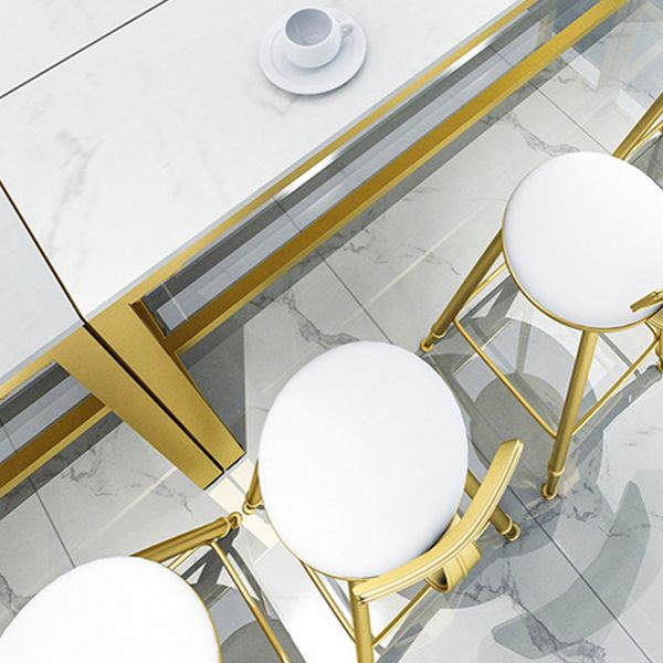 White Glam Style Bar Table in Faux Marble and Metal Milk Tea Shop Bar Table Clearhalo 'Bar Furniture' 'Bar Tables' 'bar_tables' 'furn' 'furn_bar_tables' 'Furniture' 'furniture_bar_tables' 'Kitchen & Dining Furniture' 1200x1200_598a364e-0528-4415-80f4-21826d22a29c