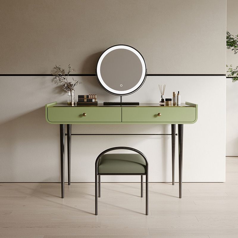 Tables de vanité verte de 16,53 "de largeur de largeur avec 2 tiroirs de rangement