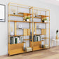 10" W Open Storage Bookcase Black / Gold / White Metal Bookshelf with Shelves