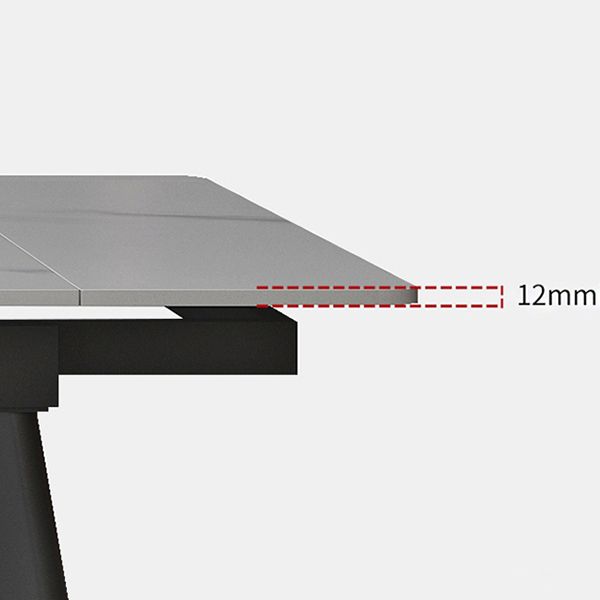 Modern White Rectangular Stone Dining Table with 4 Steel Foot
