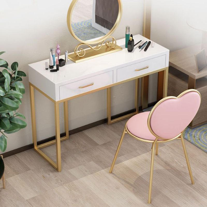 Contador de maquillaje blanco brillante 15.74 "Tablas de tocador de ancho con cajones de almacenamiento