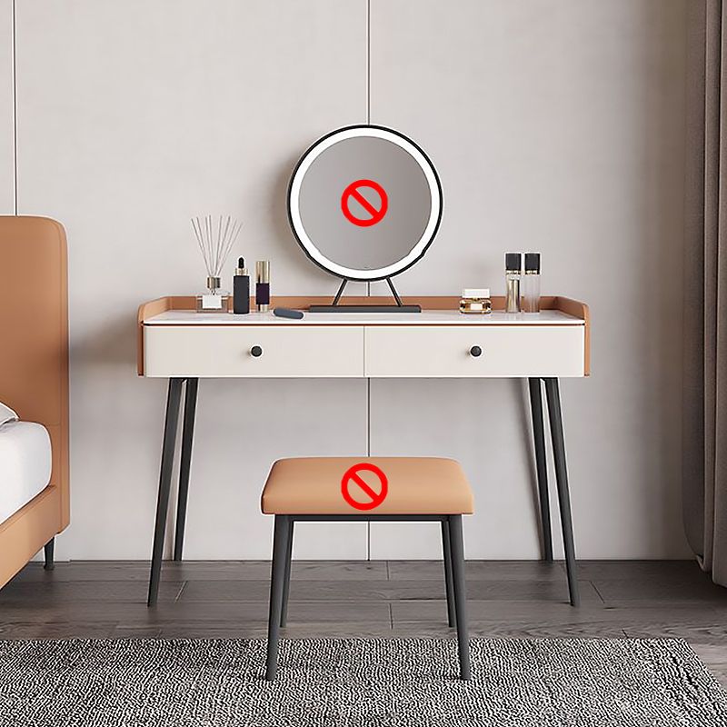 Set di sgabelli moderni per trucco per vanità in pietra bianca - 31,5 "/39.37" /47.24 "w