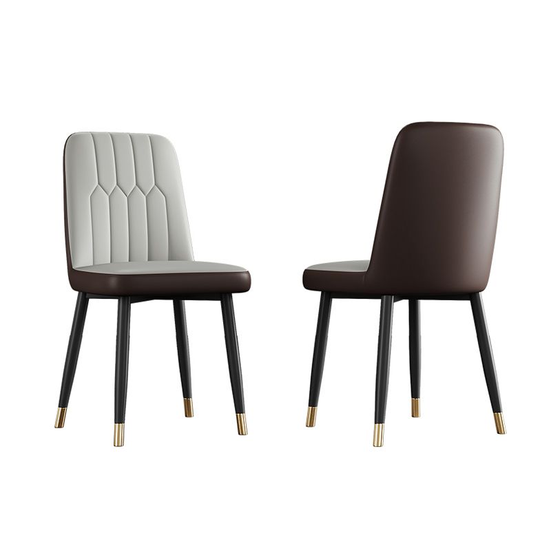 Contemporary Metal Dining Room Chairs PU Leather Dining Armless Chairs Clearhalo ' kitchen&dining_furn' 'Dining Chairs' 'Dining Tables & Seating' 'dining_chair' 'furn' 'furn_dining_chair' 'Furniture' 'furniture_dining_chair' 'Kitchen & Dining Furniture' 'kitchen' 1200x1200_598e952d-6932-46d9-aba7-371bad4dbfac