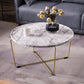 Cross Leg Base Design White/grey Faux Wood Top Metal Iron Round Coffee Table Clearhalo 'Coffee & Accent Tables' 'Coffee Tables' 'coffee_tables' 'furn' 'furn_coffee_tables' 'Furniture' 'Living Room Furniture' 1200x1200_598f66fd-0807-4dd3-9888-c10d859493e3