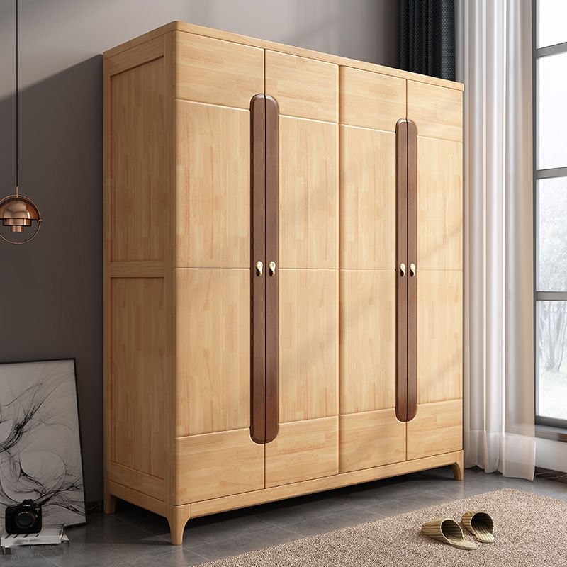 Modern Style Wardrobe Cabinet Wood Clothes Rail Wardrobe Armoire with Shelves