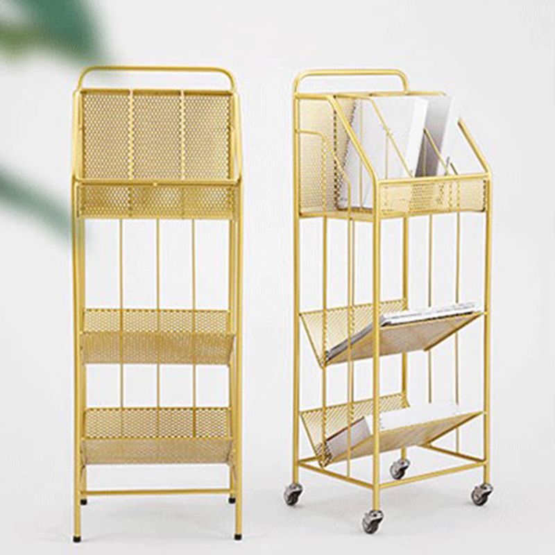 Contemporary Metal Bookcase Standard 3 Shelves Open Back Bookshelf