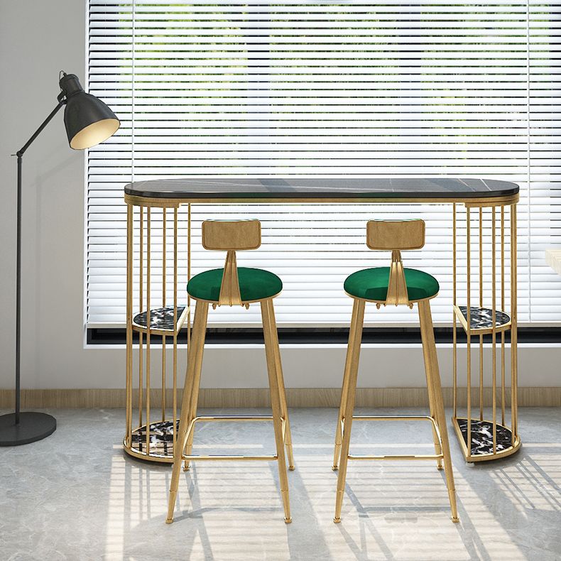 Set da pub fisso stile glam Set da tavolo da bancone ovale in pietra da 1/3 pezzi