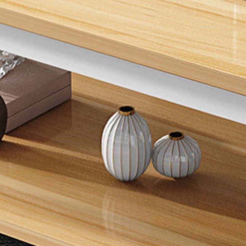 Ronde houten koffie of eindtafel ijzer voetstukbasis met opslag