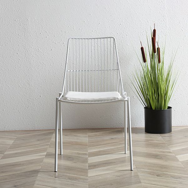 Contemporary Faux Leather Slat Back Side Chair in Matte Finish for Indoor