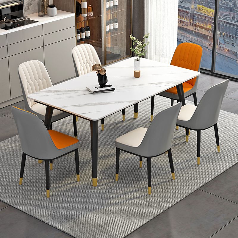 Rectangle Industrial Sintered Stone Dining Table 4 Legs Base Table for Home Clearhalo ' dining_table' 'Dining Tables & Seating' 'Dining Tables' 'furn' 'furn_dining_table' 'Furniture' 'furniture_dining_table' 'Kitchen & Dining Furniture' 'kitchen&dining_furn' 'kitchen' 'kitchen_dining_table' 1200x1200_59970d0f-4ceb-4ef2-9d49-0f2b617fedcd