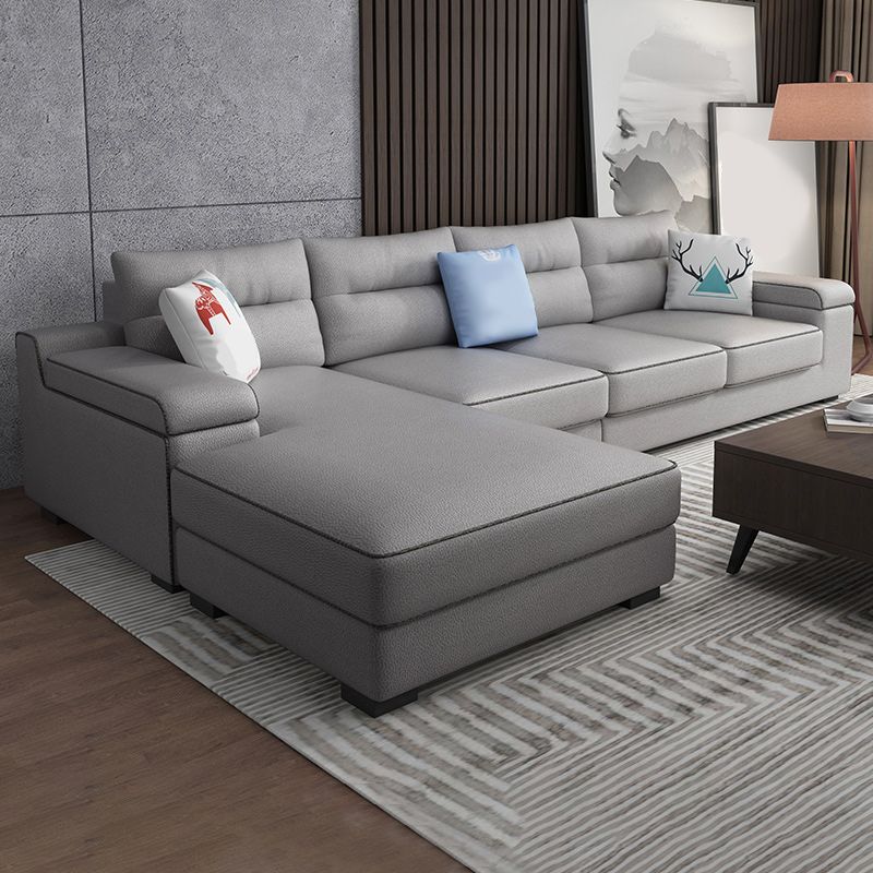 Almacenamiento de cuero por falso secciones con brazo superior de almohada para 4 personas