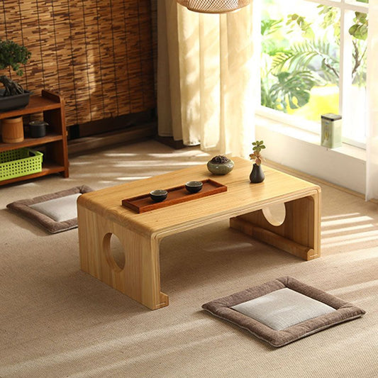 Solid Wood Single Coffee Table Rectangle Modern Sled Cocktail Table