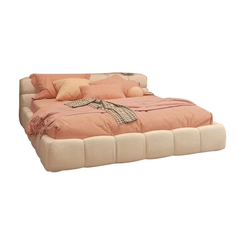 Lit standard contemporain avec tête de lit en cuir authentique touflée