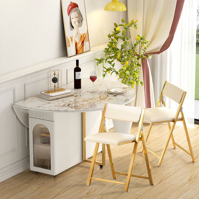 Moderne eetgelegenheid 1/3/7 pc's gesinterde stenen vouwtafel met gestoffeerde stoelen