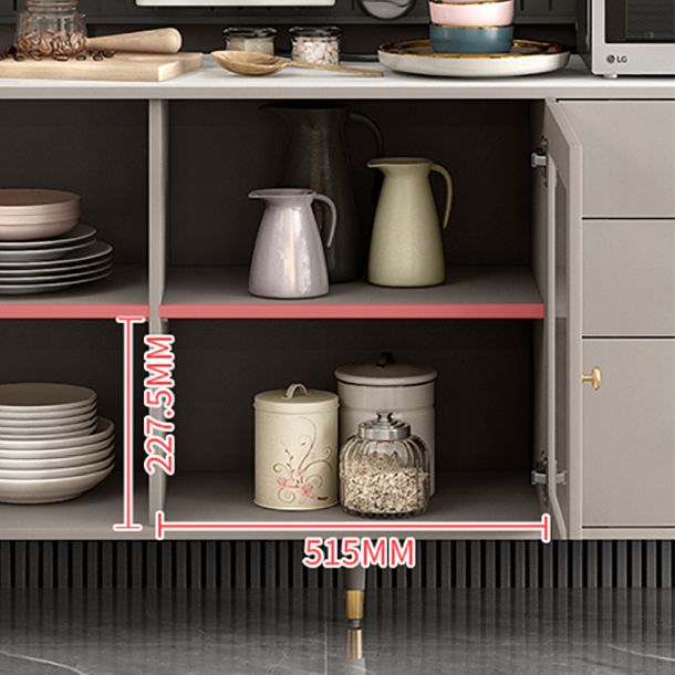 Contemporary Adjustable Shelves Sideboard 47.5 "W X 16 "D X 66 "H Side Board with 3 Drawer Clearhalo 'buffet_sideboard' 'Buffets & Sideboards' 'furn' 'furn_buffet_sideboard' 'Furniture' 'furniture_buffet_sideboard' 'Kitchen & Dining Furniture' 1200x1200_599c5de3-d568-489f-b00b-d05a6d53b536